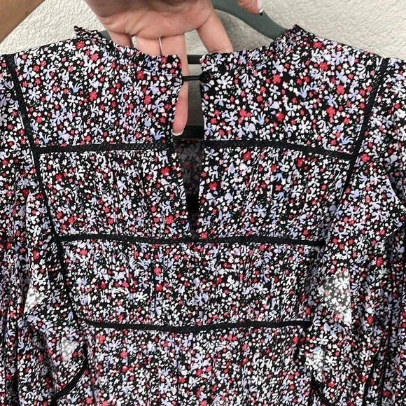 New Rails Faren Floral Ruffled Mini Dress Midnight Meadow Long Sleeve Smocked M - Picture 7 of 16